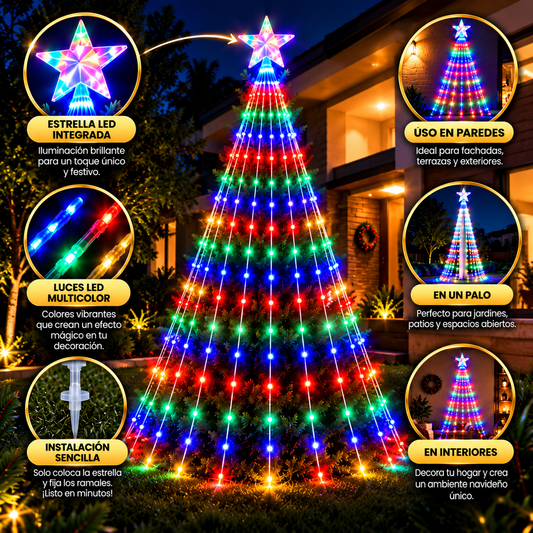 Estrella Navideña Con Ramal De Luces Led